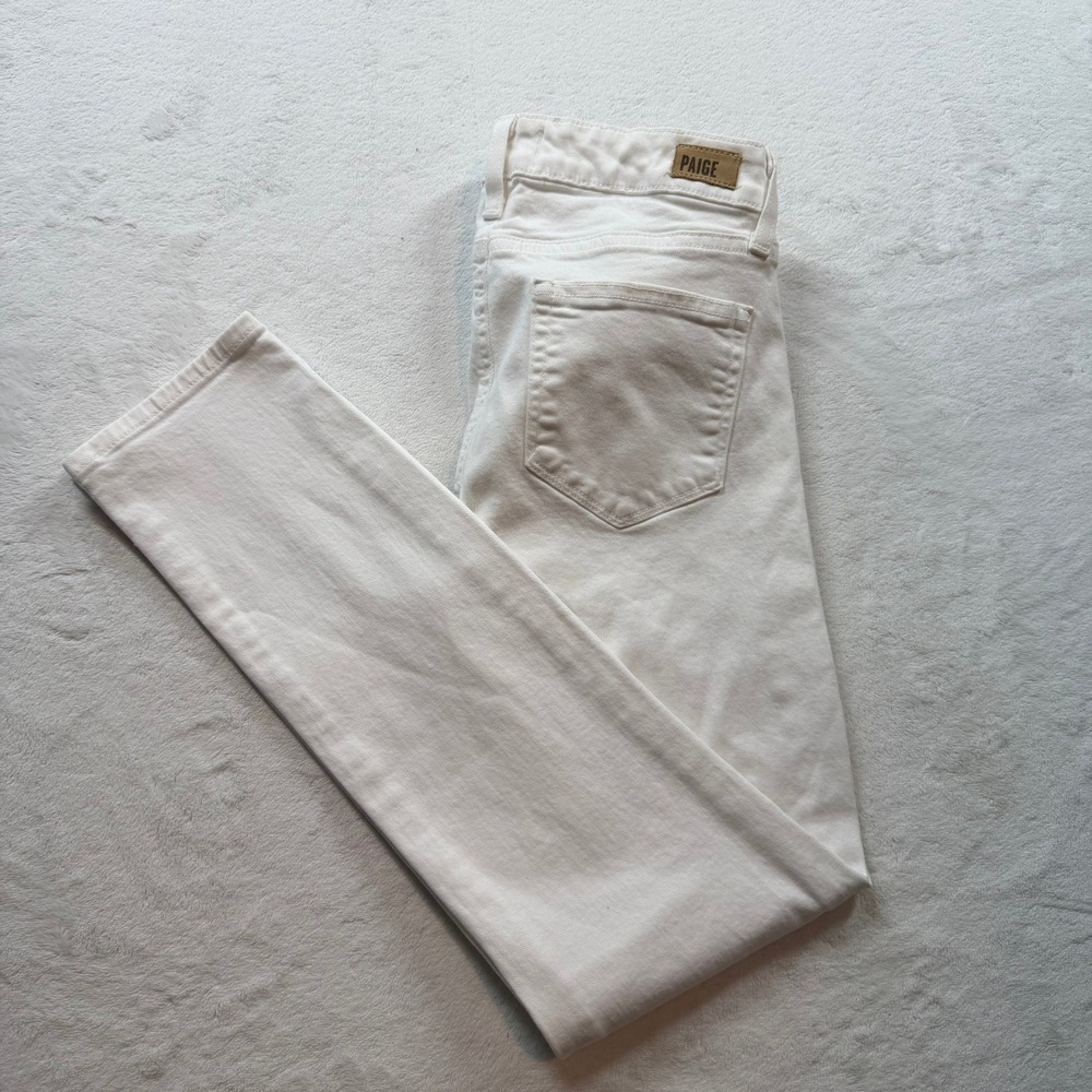 Paige Slim Straight Jeans Womens 26 White Good Low Rise Stretch Denim - Picture 15 of 15